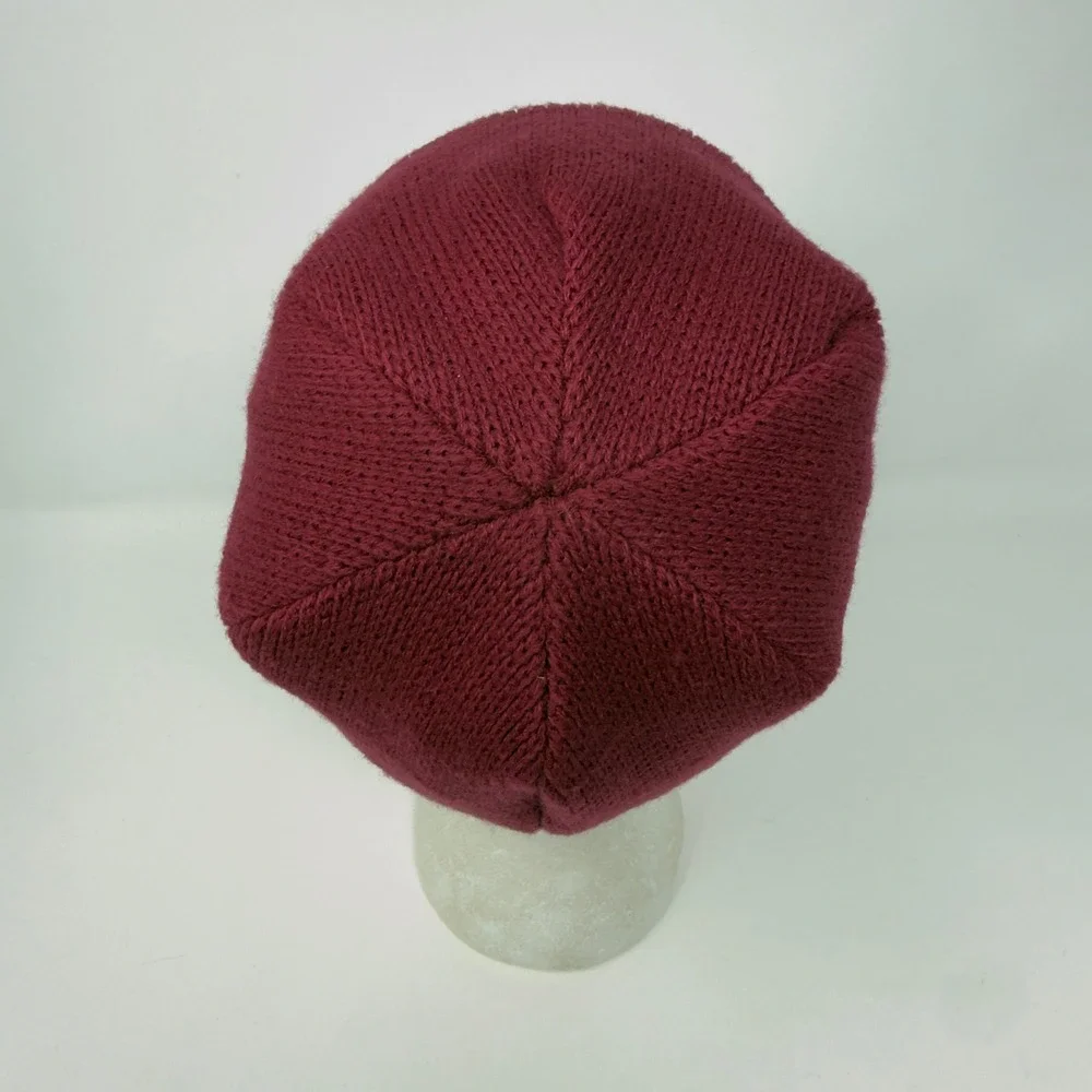The North‎ Face Beanie Hat Burgundy Maroon Fleece Lined Knit Skull Cap One Size